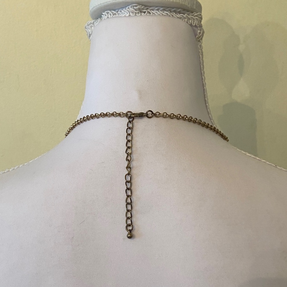 Green Statement Bib Necklace with Gold-Tone Chain - Women Jewelry - Picture 7 of 7